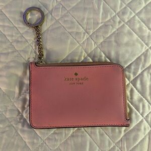 Kate Spade Pink Medium L Zip Card Holder w/ Chain